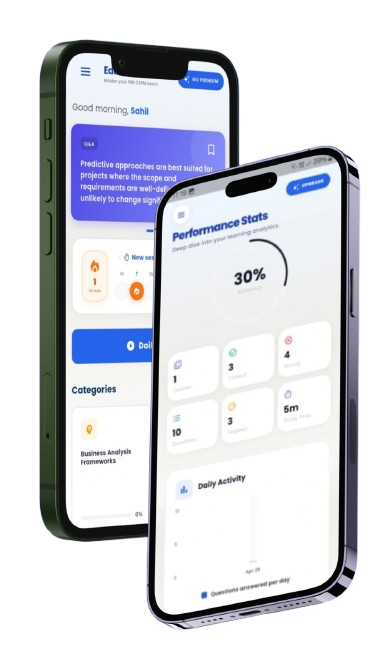 Edushift app screens showing AI chat and performance stats